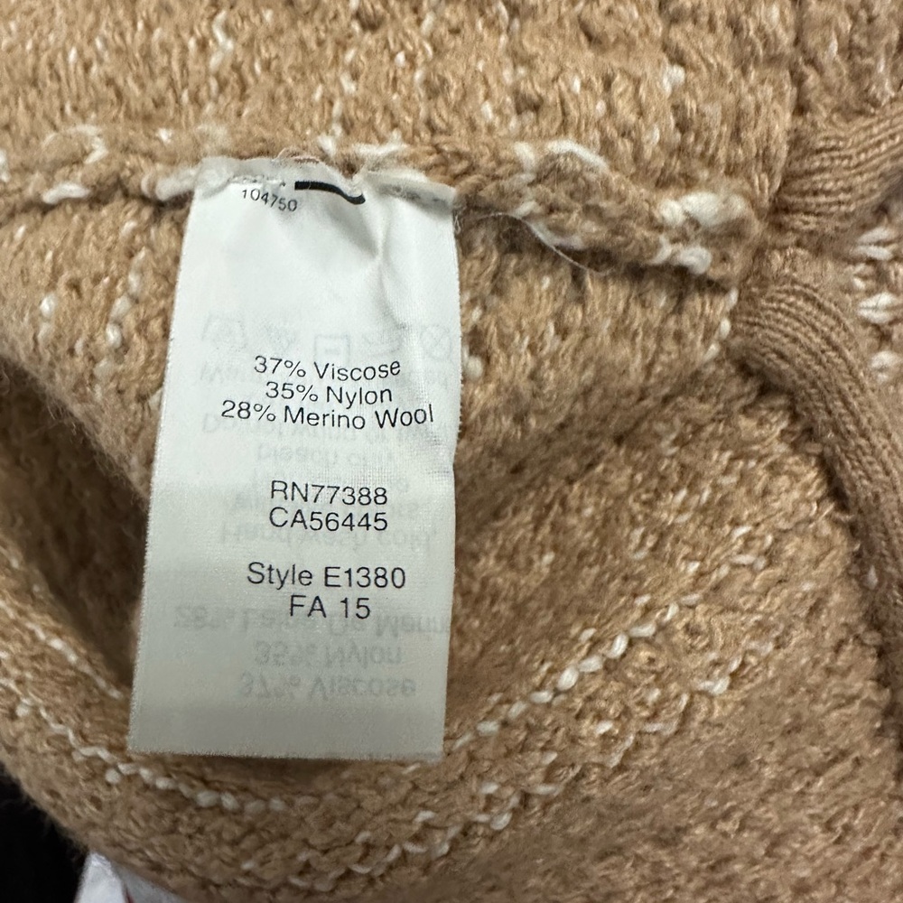 J. Crew Women's Long Sleeve Merino Wool Blend Sweater in Tan & Cream Size XXL - Picture 4 of 5